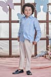 Buy_LITTLEENS_Blue Vegan Silk Marco Pintucked Button Down Shirt  _at_Aza_Fashions