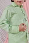 Buy_LITTLEENS_Green Vegan Silk Agata Textured Striped Shirt  _Online_at_Aza_Fashions