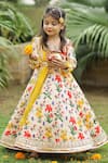 Buy_JANYAS CLOSET_Beige Satin Printed Bouquet Autumn Anarkali With Dupatta _at_Aza_Fashions