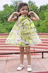 JANYAS CLOSET_Beige Organza Printed Flower Dress _Online_at_Aza_Fashions