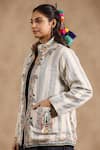 NYARO_Off White Handloom Stripe Organic Cotton Woven Embroidered Jacket  _Online_at_Aza_Fashions