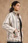 Buy_NYARO_Off White Handloom Stripe Organic Cotton Woven Embroidered Jacket  _Online_at_Aza_Fashions