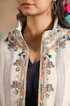 Shop_NYARO_Off White Handloom Stripe Organic Cotton Woven Embroidered Jacket  _Online_at_Aza_Fashions