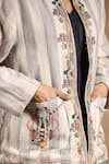 NYARO_Off White Handloom Stripe Organic Cotton Woven Embroidered Jacket  _at_Aza_Fashions