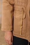 Buy_NYARO_Brown Cotton Yard Dyed Embroidered Thread Hooded Fur Bordered Jacket  _Online