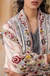 Shop_NYARO_Multi Color Cotton Yard Dyed Woven Floral Embroidered Jacket With Belt 