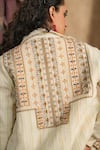 NYARO_White Cotton Lurex Yard Dyed Woven Stripe Geometric Embroidered Jacket  _Online_at_Aza_Fashions