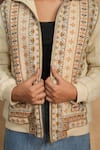 NYARO_White Cotton Lurex Yard Dyed Woven Stripe Geometric Embroidered Jacket  _Online