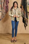 Buy_NYARO_Multi Color Cotton Yard Dyed Woven Stripe High Neck Jacket  _at_Aza_Fashions