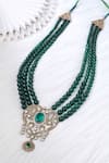 Buy_Cosa Nostraa_Green Embellished Shine Triple Layered Mala _at_Aza_Fashions