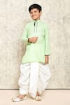 Buy_Petite Pomme_Green Cotton Piping Patterned Kurta And Dhoti Pant Set _at_Aza_Fashions