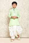 Buy_Petite Pomme_Green Cotton Piping Patterned Kurta And Dhoti Pant Set _Online_at_Aza_Fashions