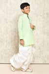 Shop_Petite Pomme_Green Cotton Piping Patterned Kurta And Dhoti Pant Set _Online_at_Aza_Fashions