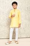 Buy_Petite Pomme_Yellow Cotton Stippled Pattern Kurta Set _at_Aza_Fashions