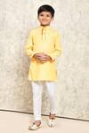 Buy_Petite Pomme_Yellow Cotton Stippled Pattern Kurta Set _Online_at_Aza_Fashions
