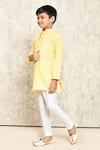Petite Pomme_Yellow Cotton Stippled Pattern Kurta Set _at_Aza_Fashions