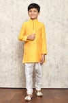 Buy_Petite Pomme_Yellow Jacquard Embroidery Geometric Pattern Kurta Set _at_Aza_Fashions