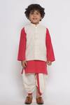 Buy Little Bansi Red Cotton Gota Patti, Embroidery Threadwork Kurta Set With Bundi Online at Aza Fashions Buy_Little Bansi_Red Cotton Gota Patti, Embroidery Threadwork Kurta Set With Bundi _Online_at_Aza_Fashions
