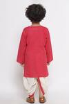 Shop Little Bansi Red Cotton Gota Patti, Embroidery Threadwork Kurta Set With Bundi Shop_Little Bansi_Red Cotton Gota Patti, Embroidery Threadwork Kurta Set With Bundi