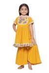 Buy Little Bansi Yellow Cotton, Chiffon Sequins Threadwork Peplum Kurta Sharara Set at Aza Fashions Buy_Little Bansi_Yellow Cotton, Chiffon Sequins Threadwork Peplum Kurta Sharara Set _at_Aza_Fashions