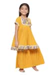 Little Bansi Yellow Cotton, Chiffon Sequins Threadwork Peplum Kurta Sharara Set Online at Aza Fashions Little Bansi_Yellow Cotton, Chiffon Sequins Threadwork Peplum Kurta Sharara Set _Online_at_Aza_Fashions