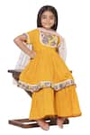 Little Bansi Yellow Cotton, Chiffon Sequins Threadwork Peplum Kurta Sharara Set at Aza Fashions Little Bansi_Yellow Cotton, Chiffon Sequins Threadwork Peplum Kurta Sharara Set _at_Aza_Fashions