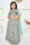 Little Bansi_Green Cotton Silk Printed Floral Garden Lehenga Set _Online_at_Aza_Fashions