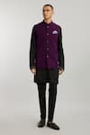Buy_Bubber Couture_Wine Crepe, Wool, Cotton Woven Bundi Jacket _at_Aza_Fashions