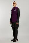 Bubber Couture_Wine Crepe, Wool, Cotton Woven Bundi Jacket _Online_at_Aza_Fashions