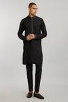 Buy_Bubber Couture_Black Cotton Silk Woven Lion Alexio Collar Printed Kurta And Pant Set _at_Aza_Fashions