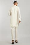 Shop_Bubber Couture_Off White Wool, Cotton Pearls Aurelio Collar Embroidered Sherwani _at_Aza_Fashions