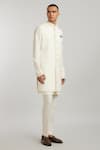 Bubber Couture_Off White Wool, Cotton Pearls Aurelio Collar Embroidered Sherwani _Online_at_Aza_Fashions