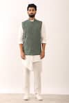 Buy_Son of A Noble Snob_White 100% Linen Plain Alok Panelled Kurta Set  _at_Aza_Fashions