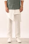 Son of A Noble Snob_White 100% Linen Plain Alok Panelled Kurta Set  _Online