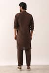 Shop_Son of A Noble Snob_Brown 100% Linen Plain Alok Straight Kurta Set  _at_Aza_Fashions