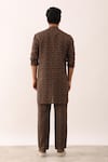 Shop_Son of A Noble Snob_Brown 100% Linen Printed Geometric Raunaq Kurta With Trouser  _at_Aza_Fashions