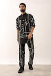 Buy_Son of A Noble Snob_Black 100% Linen Printed Geometric Kabir Shirt And Trouser Set _at_Aza_Fashions