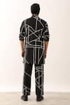Shop_Son of A Noble Snob_Black 100% Linen Printed Geometric Kabir Shirt And Trouser Set _at_Aza_Fashions