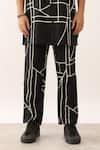 Son of A Noble Snob_Black 100% Linen Printed Geometric Kabir Shirt And Trouser Set _at_Aza_Fashions