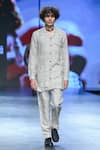 Buy_Son of A Noble Snob_Ivory 100% Linen Printed Avay Gatsby Cuban Collar Shirt And Trouser Set  _at_Aza_Fashions