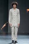 Buy_Son of A Noble Snob_Ivory 100% Linen Printed Avay Gatsby Cuban Collar Shirt And Trouser Set  _Online_at_Aza_Fashions