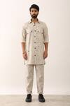 Buy_Son of A Noble Snob_Ivory 100% Linen Printed Geometric Kabir Cosmos Shirt And Pant Set _Online_at_Aza_Fashions