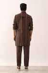 Shop_Son of A Noble Snob_Brown 100% Linen Printed Avay Flow Striped Long Shirt And Trouser Set  _at_Aza_Fashions