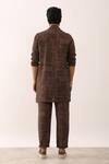 Shop_Son of A Noble Snob_Brown 100% Linen Printed Geometric Karan Gatsby Shirt And Trouser Set _at_Aza_Fashions