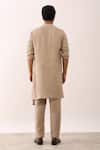 Shop_Son Of A Noble Snob_Beige 100% Linen Solid Rohan Overlap Panel Kurta_at_Aza_Fashions