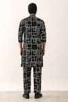 Shop_Son of A Noble Snob_Black 100% Linen Printed Geometric Darsh Square Kurta With Trouser  _at_Aza_Fashions