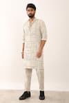 Buy Son Of A Noble Snob Ivory 100% Linen Print Tartan Pranav Checks Kurta Set at Aza Fashions Buy_Son Of A Noble Snob_Ivory 100% Linen Print Tartan Pranav Checks Kurta Set _at_Aza_Fashions