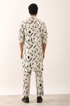 Shop_Son of A Noble Snob_Ivory 100% Linen Print Fleur Stencil Krish Kurta Set  _at_Aza_Fashions