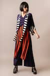 Buy_Nupur Kanoi_Multi Color Crepe Printed Stripe Sash Long Top And Pyjama Set  _Online_at_Aza_Fashions