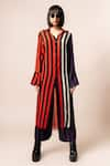 Nupur Kanoi_Multi Color Crepe Printed Stripe Spread Long Shirt And Pyjama Set  _Online_at_Aza_Fashions